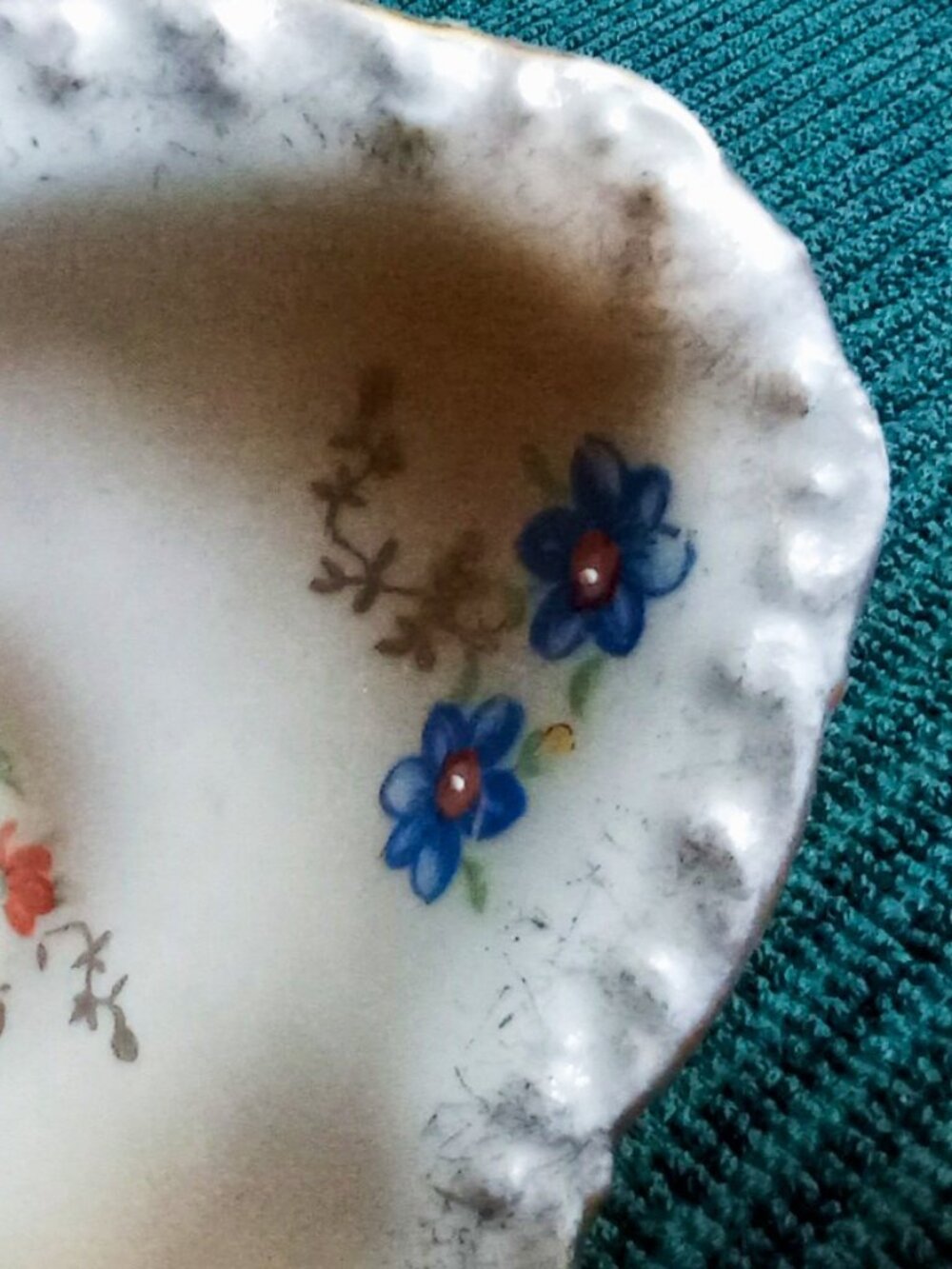Rare Fine China Trinket Dish/Salt or Finger Bowl Floral Hand Painted Gold Trim - Picture 3 of 11